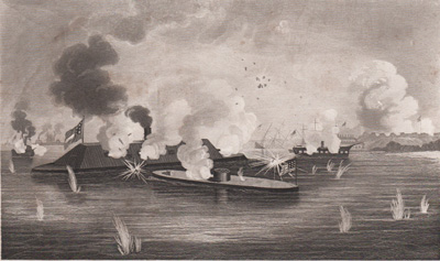 NAVAL COMBAT BETWEEN THE MONITOR & MERRIMAC